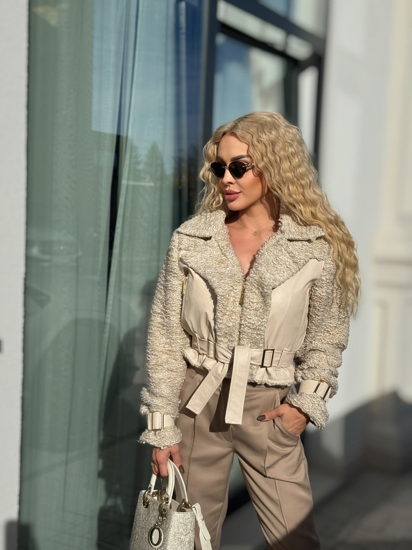 Яке “ Beige Boucle & Leather “